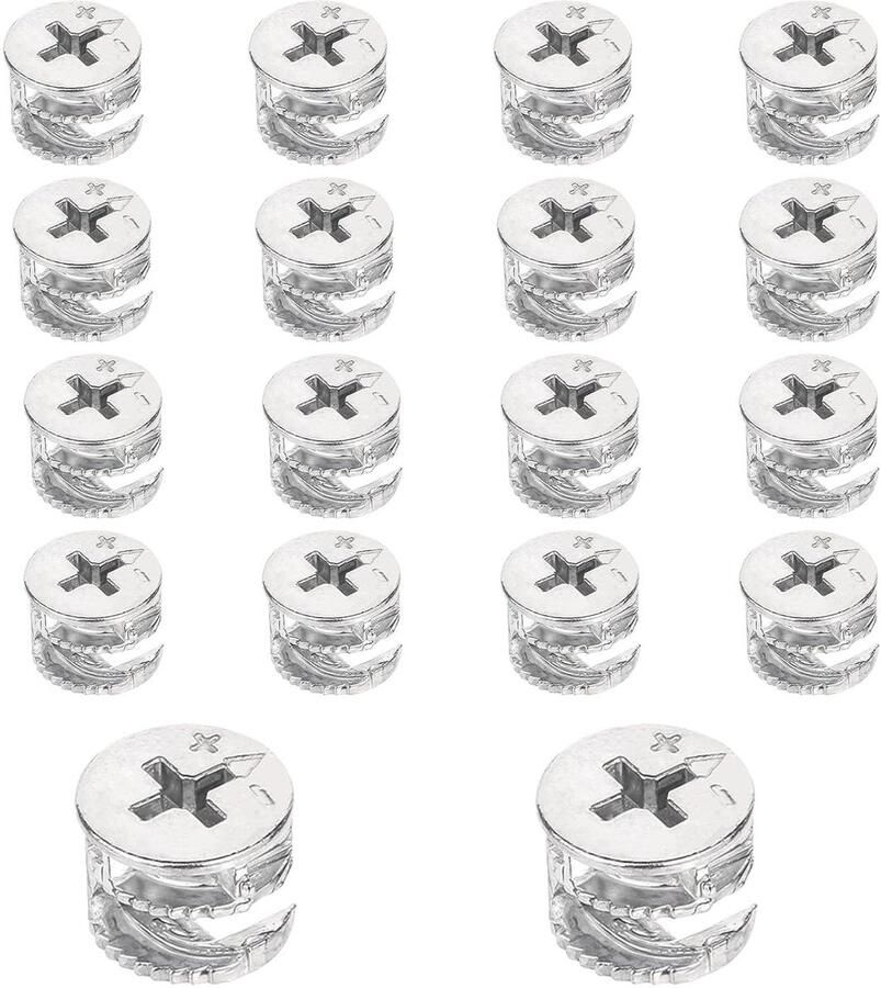 Allecto Plus Meubelverbinders 15 x 12 mm (16 stuks) Zinklegering Excentrische connectoren voor kasten Laden en kledingkasten