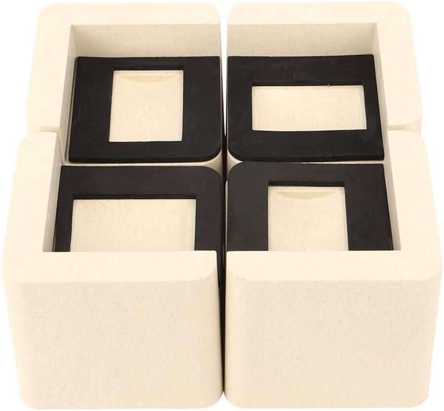 Allecto Plus Meubelverhogers 4 Stuks Houtkleur 10.5x10.5x10cm Vloerbeschermers voor Thuis Kantoor Studentenkamer