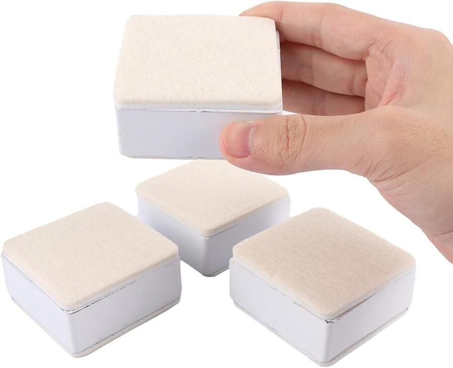 Allecto Plus Meubelverhogingen 4 stuks 3 cm koolstofstaal wit tafelverhoging zelfklevend bedverhoging tafelpoot vierkant 6 cm meubelverhoger