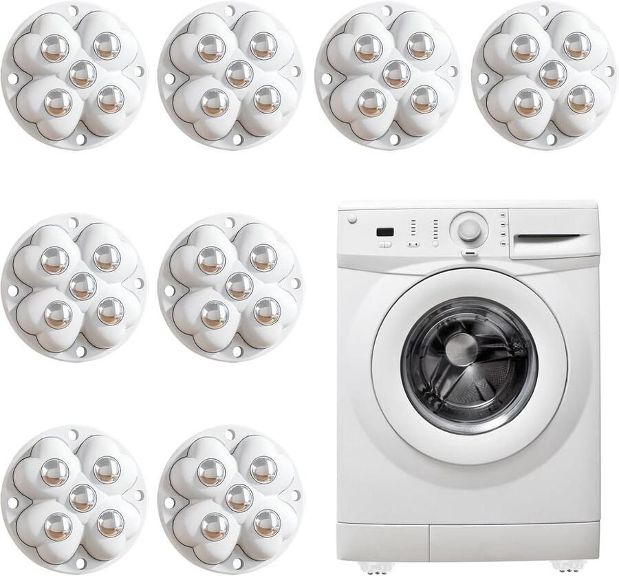 Allecto Plus Meubelwielen Set van 8 Stuks 360° Draaibare Mini Glijwielen met Zelfklevende Montage Ideaal voor Keukenapparatuur Plantenrollers Kasten en Meer (Wit)
