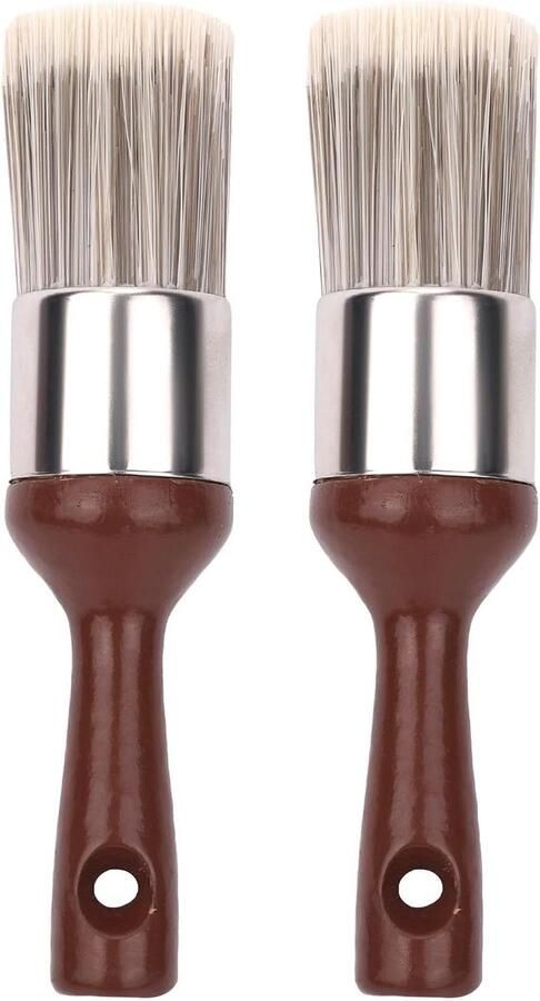 Allecto plus Set van 2 Meubelzalfborstels voor Houten Meubels Bruin Leren Reinigingsborstels met Nylon en Polyester Haren Onderhoudsborstels voor Thuis Geschikt voor Leeroppervlakken