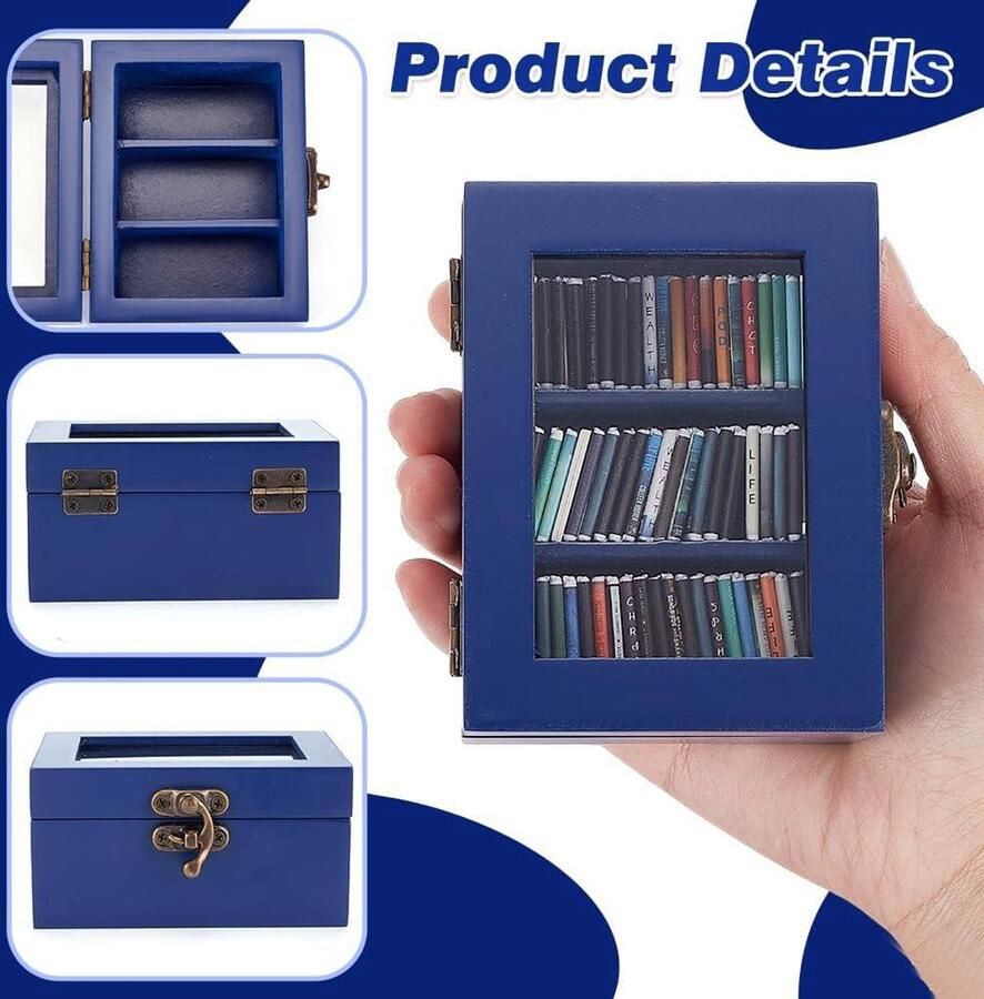 Allecto plus Mini Boekenplank Ornament voor Thuis en Kantoor Decoratie met 60 Miniaturen Boek Liefhebbers Bibliotheek Decor Angst Miniatuur Boek Mini Boeken Display