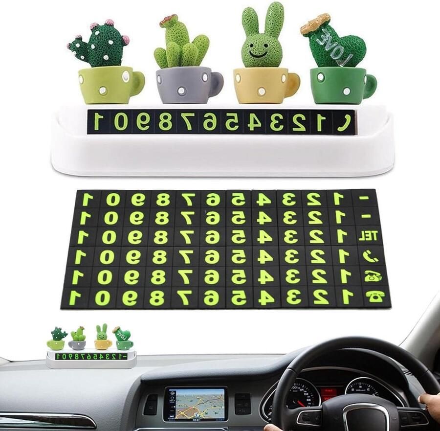 Allecto plus Mini parkeerplaatje voor tijdelijke parkeerplaats Kunstmatige vetplanten Parkeerkaart voor SUV auto bureau Wit