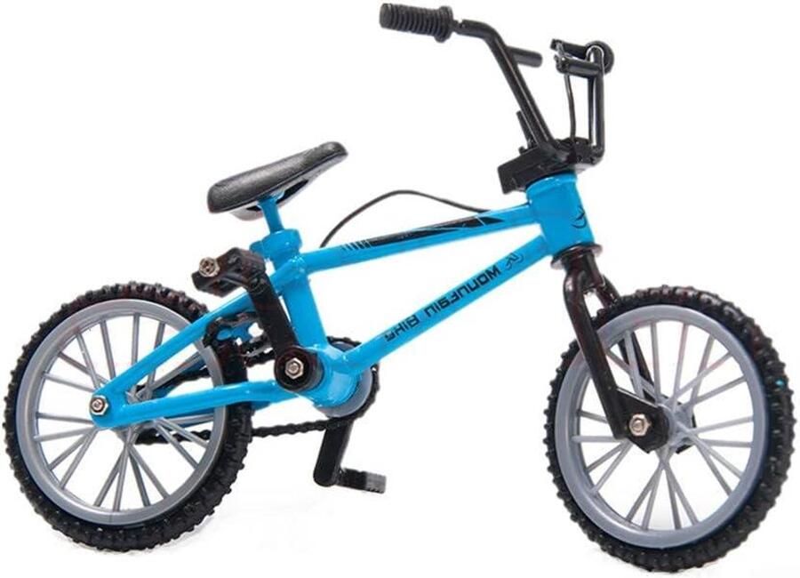 Allecto plus Miniatuur blauw metalen fietsmodel bureau decoratie 11 x 8 cm met uniek ontwerp