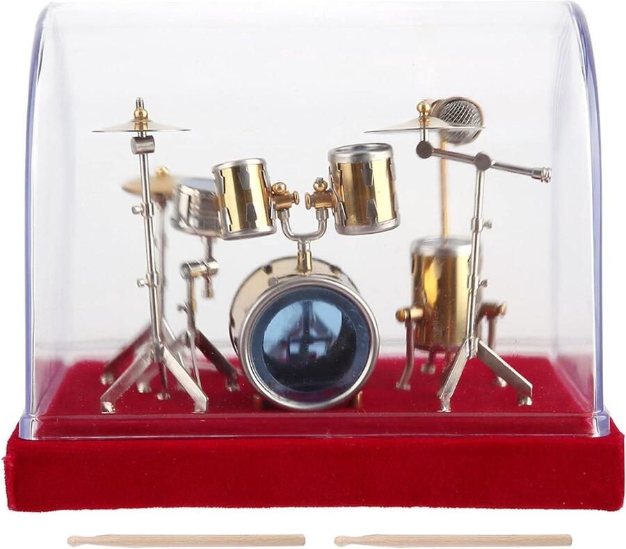 Allecto Plus Miniatuur Drum Set voor Bureau Muziekinstrument Model Display Mini Ornamenten Craft Home Decor 14 cm