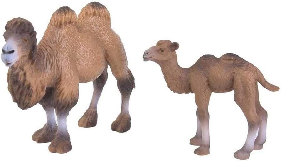 Allecto Plus Miniatuur Kameel Beeldje voor Thuisdecoratie en Kinderen Diermodel Ornament Speelgoed voor Verzameling Bureau Accessoire 2 stuks