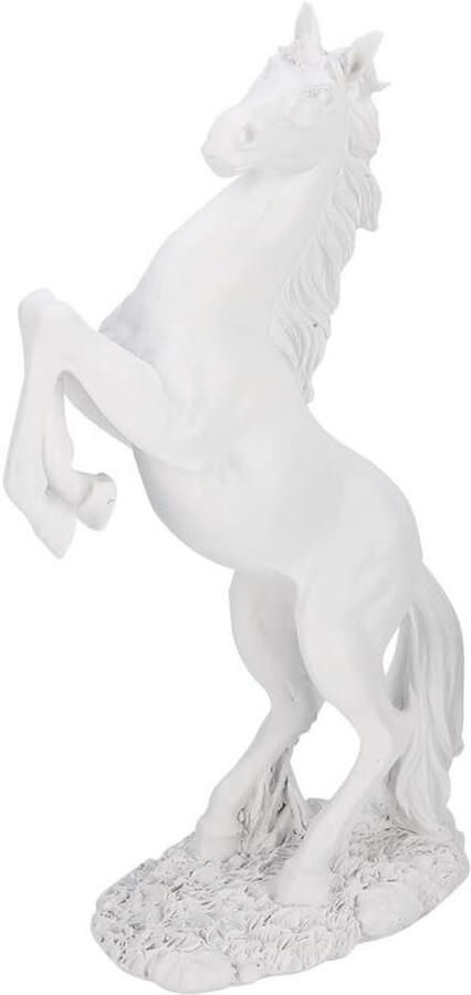 Allecto plus Modern sculptuur van gevlochten figuur paard met succesbetekenis voor bureau decor in witte kleur
