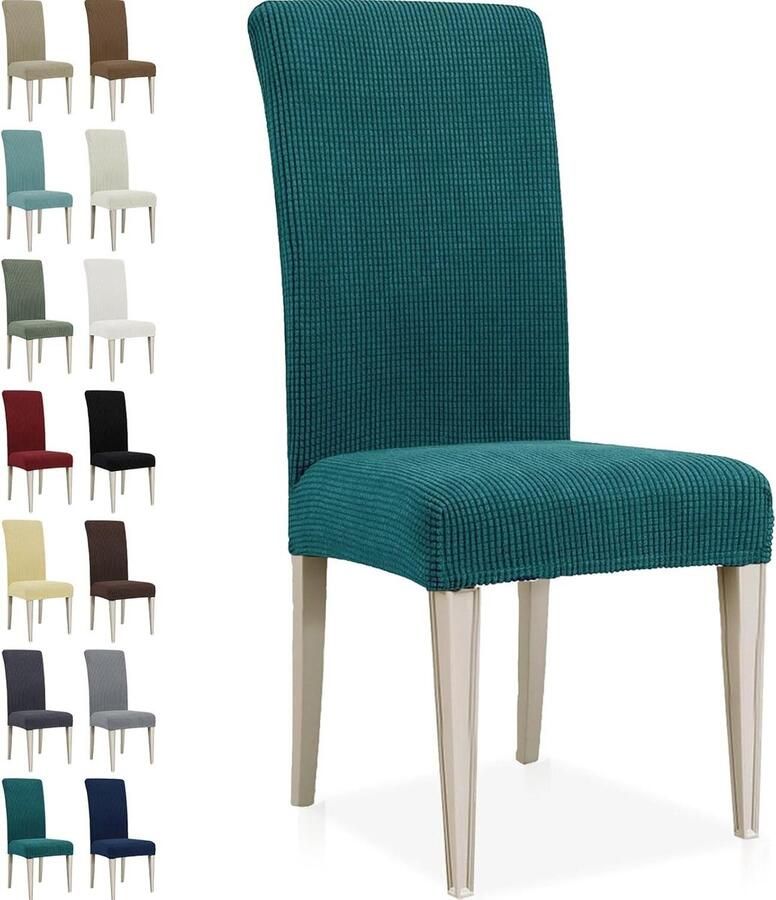 Allecto plus Moderne elastische stretch stoelhoezen 6 stuks in groen voor eetkamerstoel
