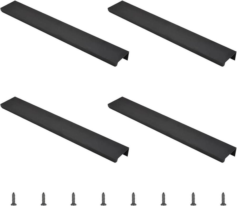 Allecto plus Moderne Mat Zwart Lade Handvat Set van 4 Aluminiumlegering Onzichtbaar Design Garderobe & Keukenkast