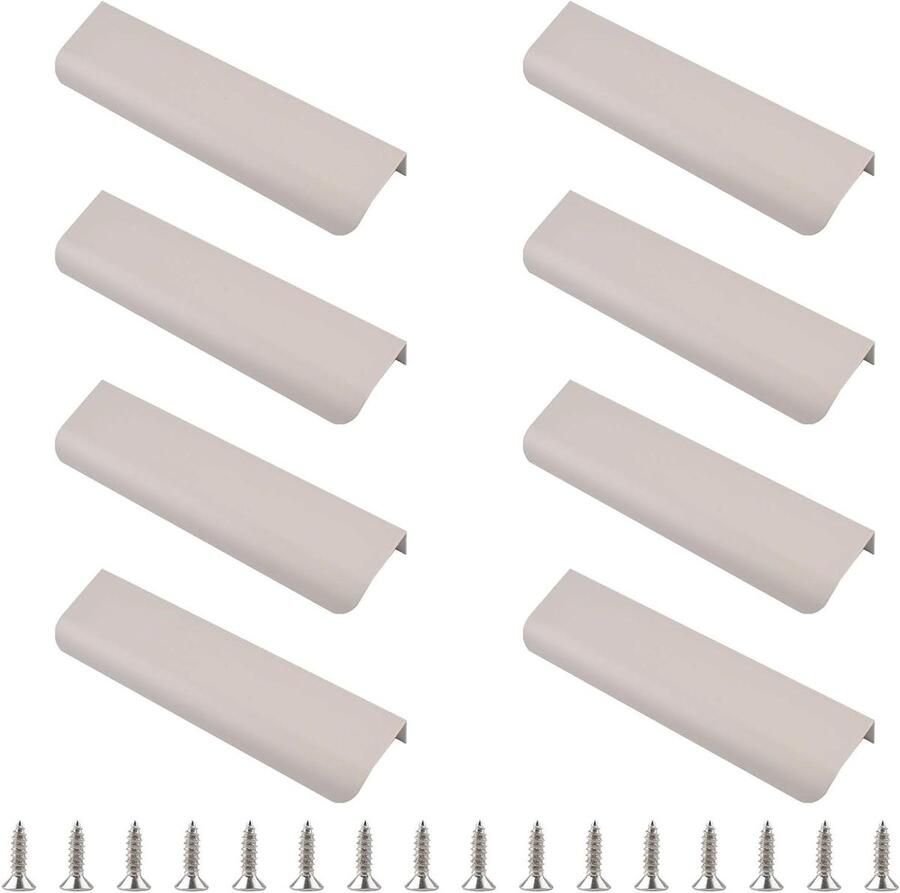Allecto Premium Vingerrand trekken 8 stuks Moderne stijl lade handvat Aluminiumlegering Onzichtbare handgreep Kledingkast handvat Kasjmier grijs Kast hardware Lade 80 mm