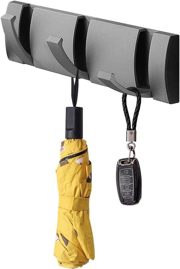 Allecto Plus Moderne wandkapstok met opvouwbare kledinghaak en 3 haken voor woonkamer Grijs Praktische opbergoplossing voor jassen mantels sjaals tassen Stijlvol ontwerp