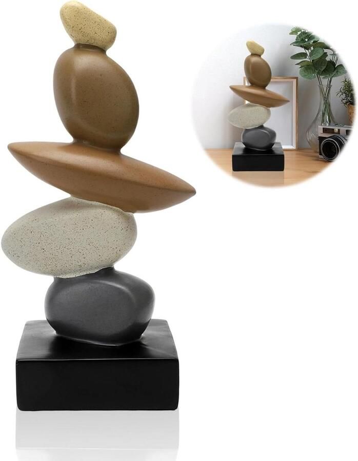 Allecto plus Moderne zandsteen sculptuur voor woonkamerdecoratie en geschenken Kunstzinnige harssteen sculptuur voor salontafel rek en boekenkast Veel geluk gezondheid en sterkte Multikleurig