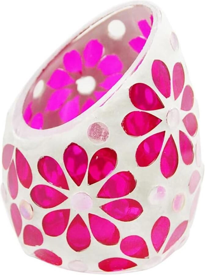 Allecto plus Mozaïek Glas Kandelaar met Romantische Bloem Bevel Tafel Middenstuk voor Home Decor Bruiloft in Rose Red Kleurrijke Toevoeging