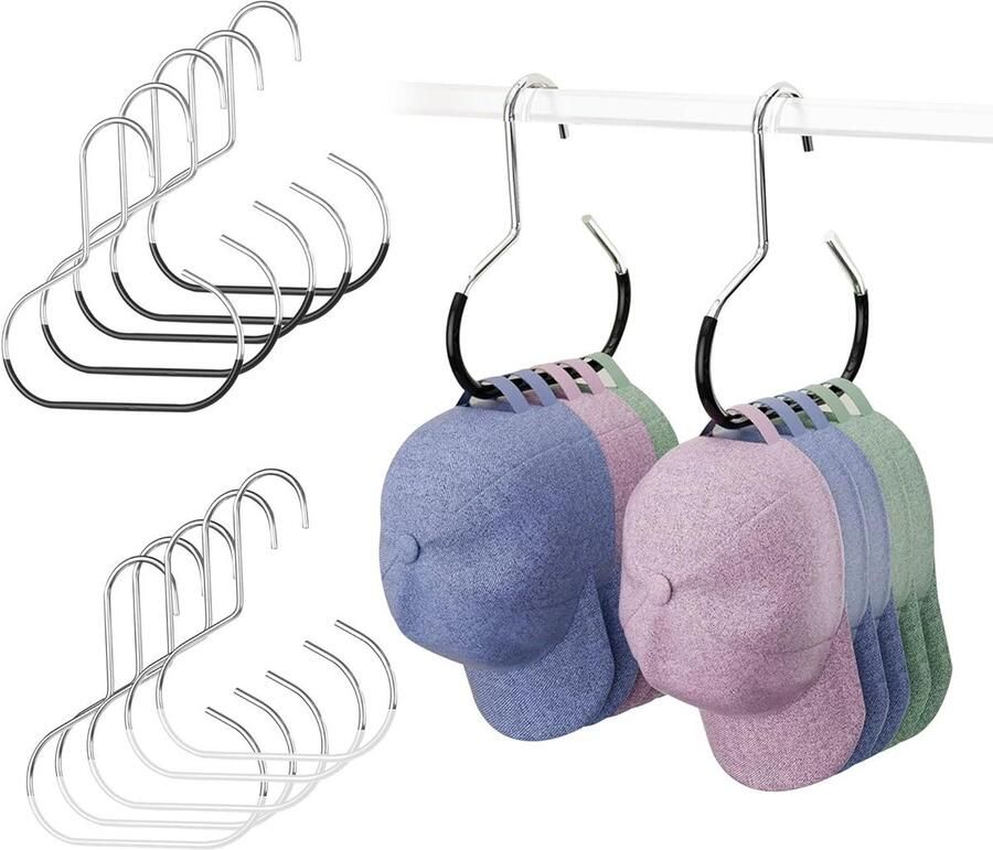 Allecto Plus Multifunctionele Cap Holder voor Slaapkamer Kast Kantoor Kapstok 10 Stuks (Wit + Zwart)