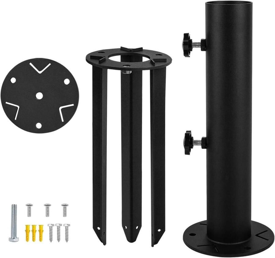 Allecto Plus Multifunctionele Parapluhouder voor terrasmontage en tuin Universele granieten paraplustandaard Zware parapluhouder voor buiten Grijs 100cm