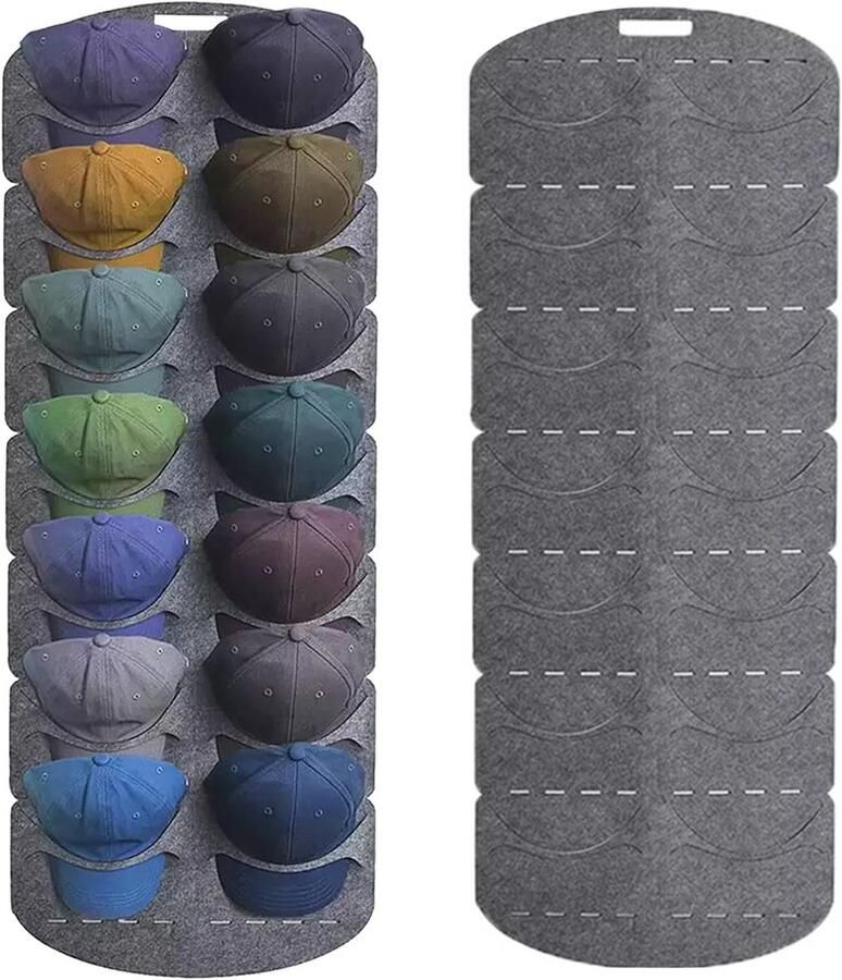 Opvouwbare Hoedhouder voor aan de Muur met 14 Vakken Organizer voor Baseballcaps en Hoeden