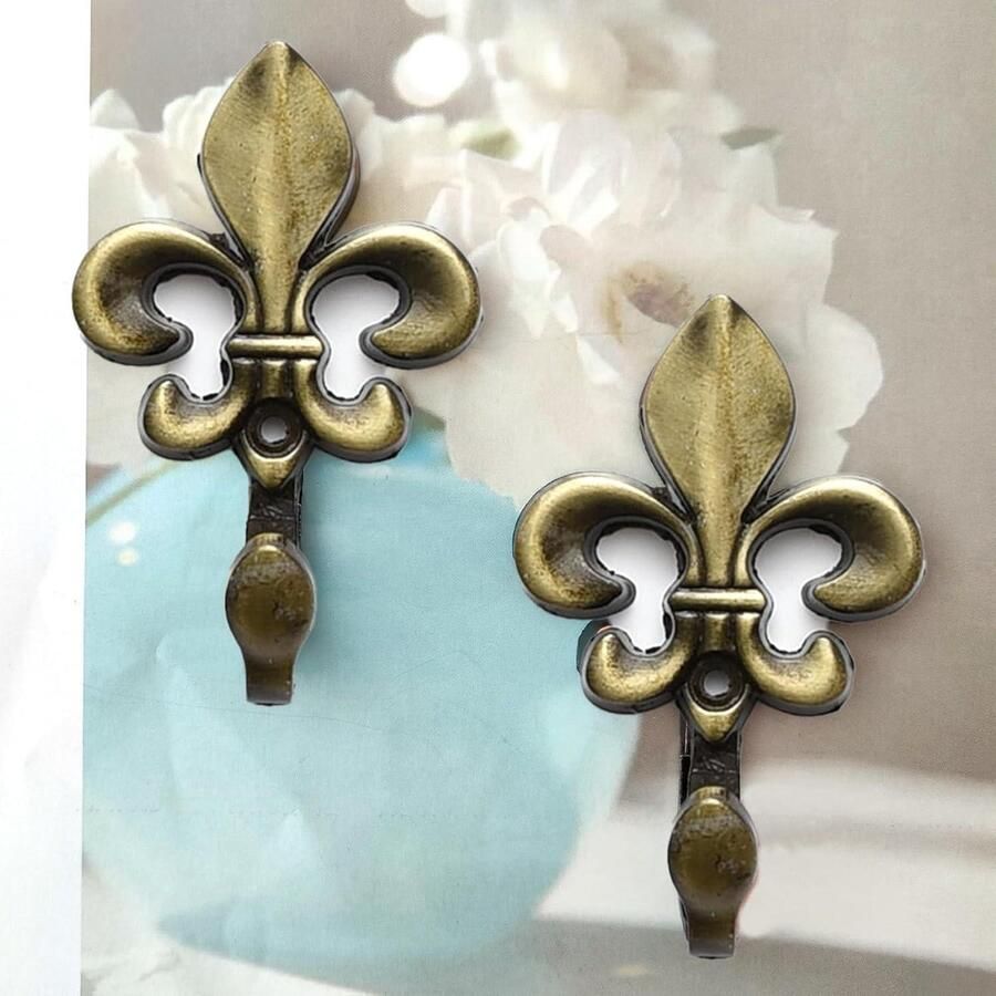 Allecto Plus Muurhaken Set van 2 stuks voor Decoratieve Tieback Gordijnen Vintage Design Geschikt voor Woonkamer Badkamer Kast Jas Cyaan Rood Metalen Constructie