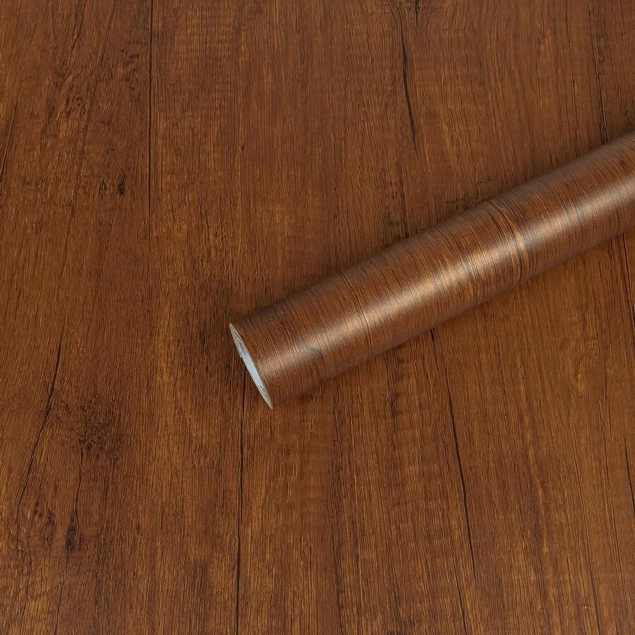 Allecto plus Muursticker voor Meubels in Bruinrood Houtmotief Mat Effect Decoratieve Stickers voor Keuken Aanrecht Kasten en Deuren 40cm X 300cm