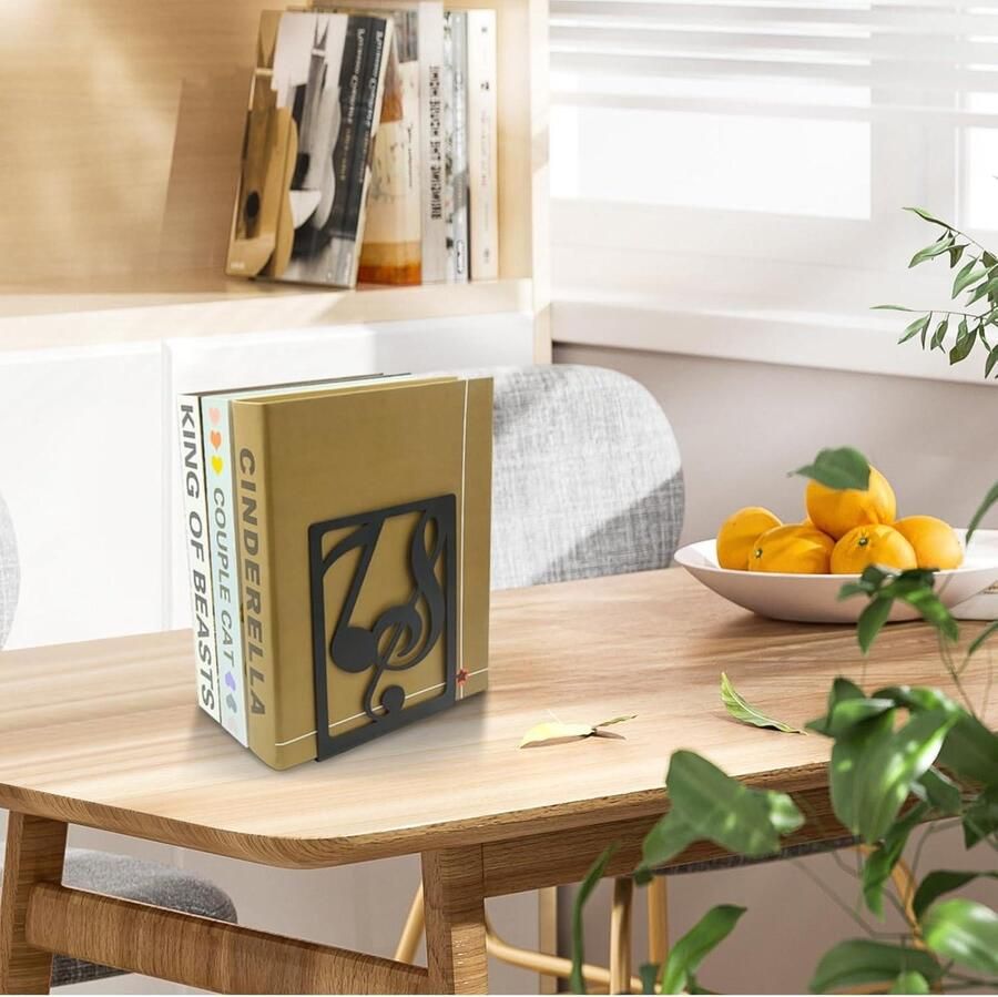 Allecto plus Muzieknoot boekensteunen zwart creatief design antislip bureauorganizer voor muziekliefhebbers school bibliotheek