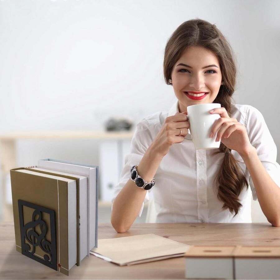 Allecto Plus Muzieknoten Boekensteunen Zwart Creatief Design Bureau Organisator voor Muziekliefhebbers met Antislip Set van 2