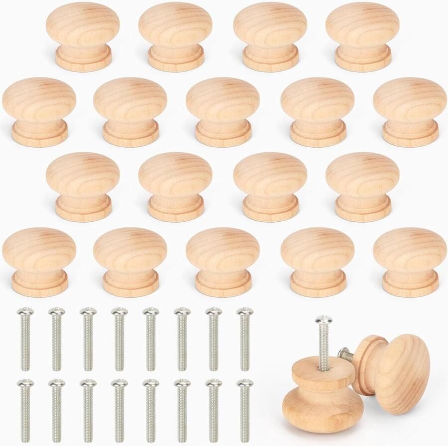 Allecto plus Natuurlijk houten berken deur knoppen Meubels kast kledingkast 20-pack 3 4 x 2 5 cm