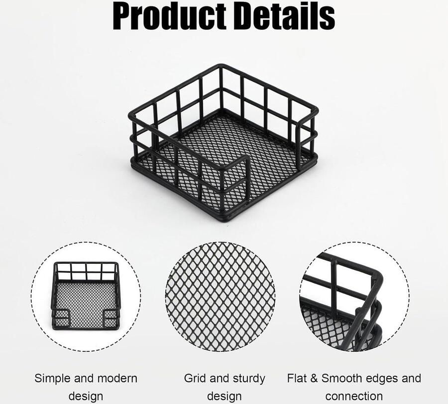 Allecto Plus Notitiehouder Metaal Zelfklevend Bureau Kantoor Thuis 9x9x43cm Zwart Organizer Dispenser Memoblokhouder nostalgisch bedrijf Zelfklevende Eigen memoblokhouder Hisstave steelstave