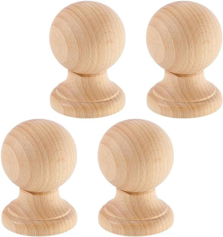 Allecto plus Onafgewerkte houten eindstukken Romeinse stijl knoppen voor meubels ambachten 4 stuks