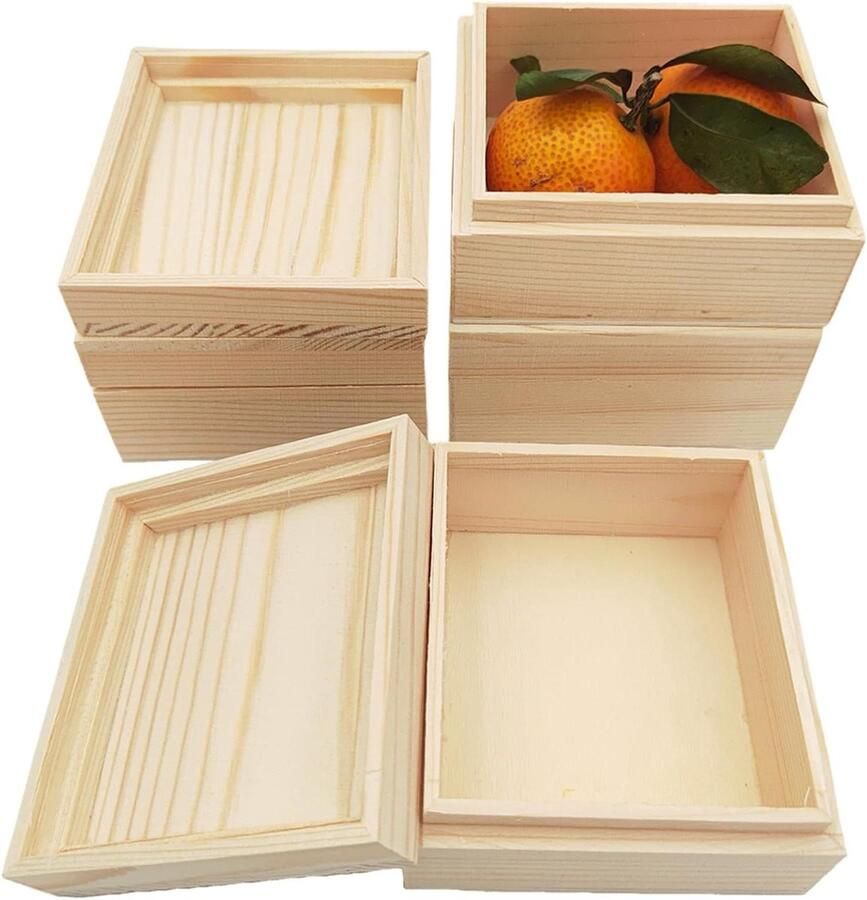 Allecto Plus Onafgewerkte houten kist set van 4 Knutselopslag Rustieke containerdozen (85 x 75 x 45 cm)