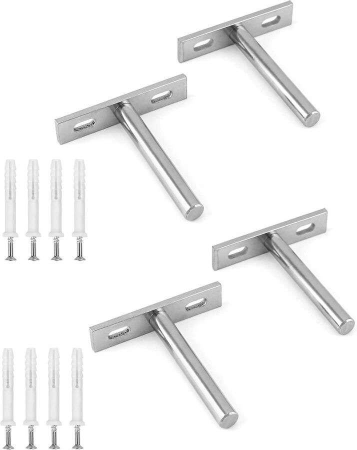 4 Stuks Onzichtbare Plank Beugels 75mm Drijvende Plank Beugels met Schroeven en Ankers voor Wandmontage Decoratie Kast Meubels - Foto 2