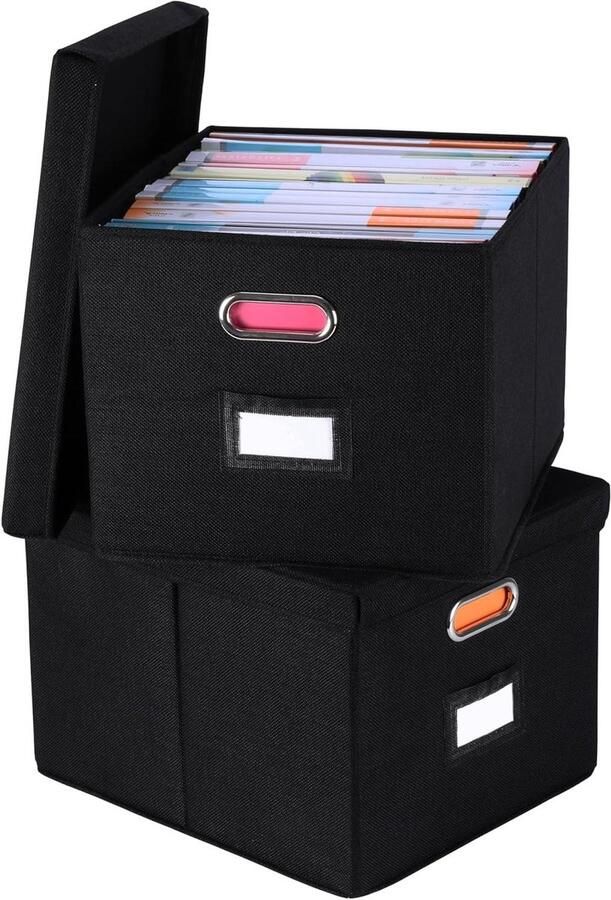 Allecto plus Opbergbox set van 2 voor thuis Opbergsystemen voor thuiskantoor Organizer voor dossieropbergdoos