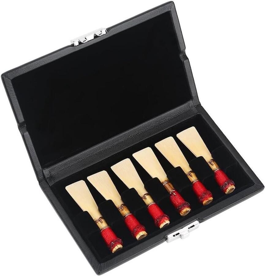 Allecto plus Opbergdoos voor 6 Bassoon Rieten van Hout en PU Lederen Afdekking