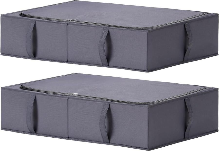 Allecto Plus Opbergdoos voor kleding en dekens Duurzame stoffen Wasbaar Inklapbaar Opbergruimte voor schoenen Afmetingen 70 x 42 x 18 cm Set van 2 Donkergrijs