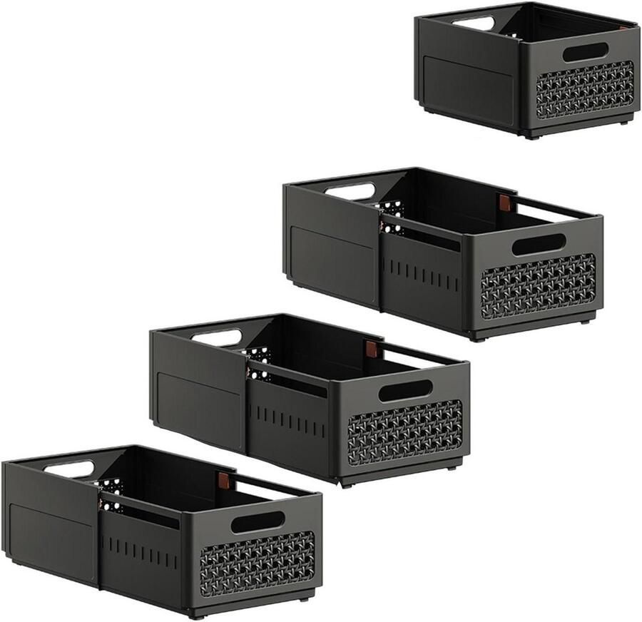 Allecto Plus Opbergdozen Set van 3 Opvouwbare Kast Organisatie Stapelbare Opbergbakken voor Slaapkamer Keuken Badkamer Organisatie Handige Ruimtebesparende Oplossing