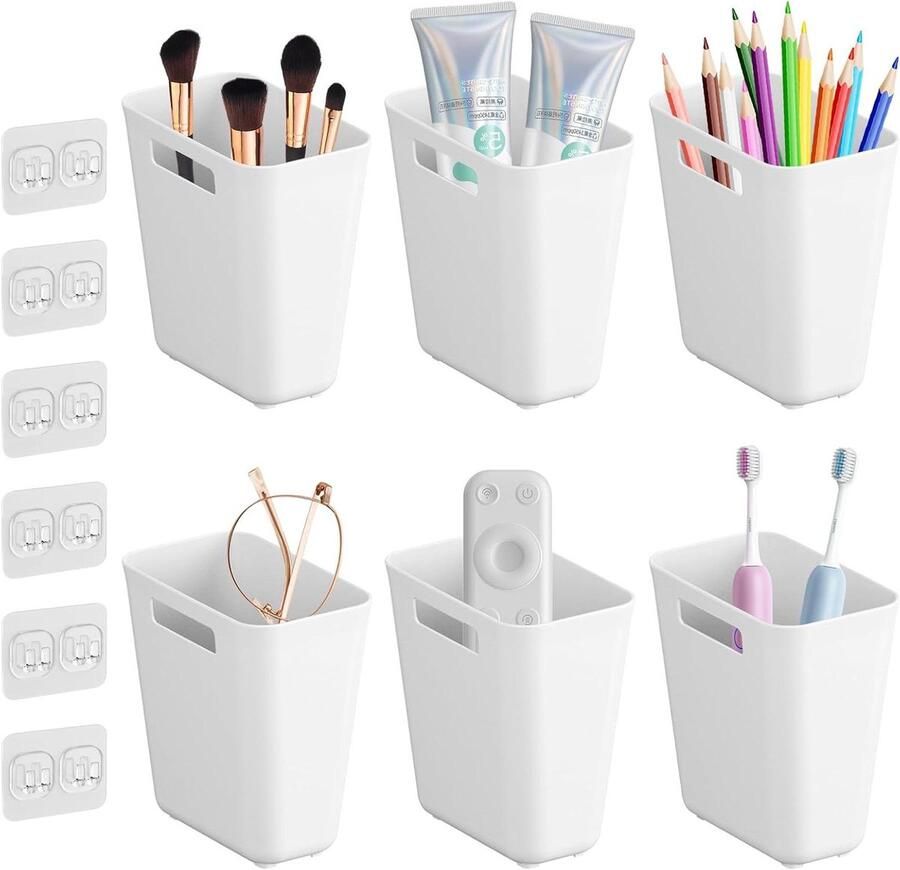 Allecto Plus Opbergdozen voor keukenkastdeur (set van 6) Wandgemonteerd Holle organizer voor keukenreinigingsmiddelen Badkamer en koelkast Opbergdozen voor kleine voorwerpen