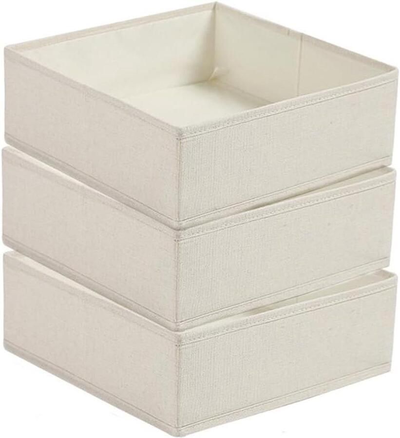 Allecto Plus Opbergdozen voor kledinglade 3 stuks Opvouwbaar en organizer Kledingkast accessoires Ideaal voor sokken en ondergoed Plankverdelers Stoffen bakken Geschikt voor speelgoed Vierkant model