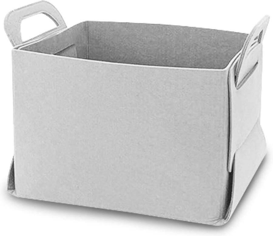 Allecto Plus Opbergkubus van vilt met handgrepen Opvouwbare opbergdoos voor vloeren en kasten Grijs Ruime opbergmand met kubusvorm