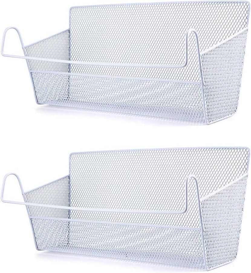 Allecto Plus Opbergmanden 2 stuks voor slaapkamer en bed Nachtkastje opbergrek voor thuis kantoor school Stapelbed organizer in grijsachtig wit