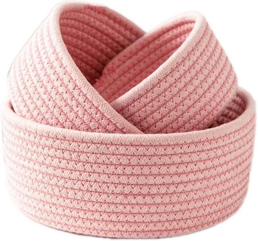 Allecto Plus Opbergmanden Set van 3 Roze voor Babykamer Slaapkamer Woonkamer Wasruimte