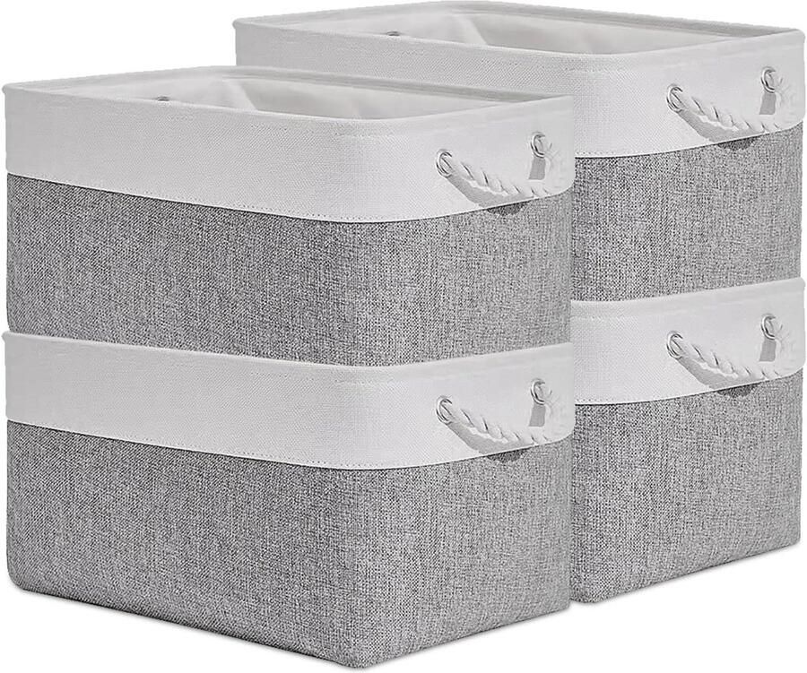 Allecto Plus Opbergmanden Set van 4 stuks Opvouwbare Stoffen Opbergdozen voor Kledingkast Organizer Speelgoedopbergers met Handgrepen