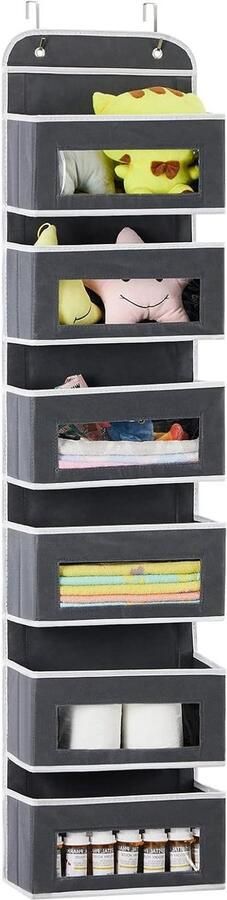 Smoakez Hangende Opbergruimte met Doorzichtige Vensterzakken Grijs voor Kledingkast Organisatie in Kinderkamer Keuken en Slaapkamer