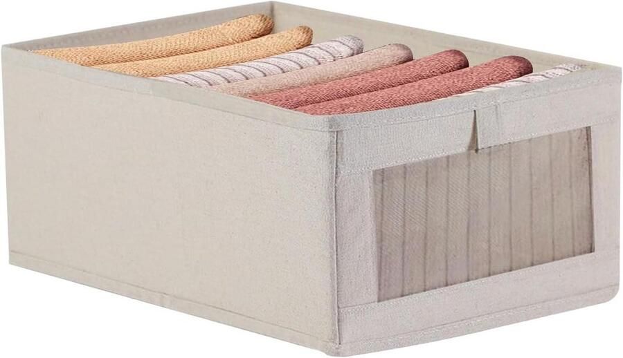 Allecto plus Opbergstof voor kastorganizer ademend zijnet 41 x 28 x 17 cm kledingopslag met vakken voor broeken T-shirts truien leggings