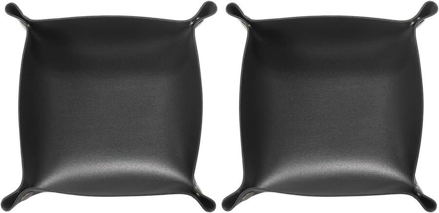 Allecto plus Opbergvak voor sleutels en sieraden Draagbaar nachtkastje Zwarte PU-lederen Opvouwbare plank