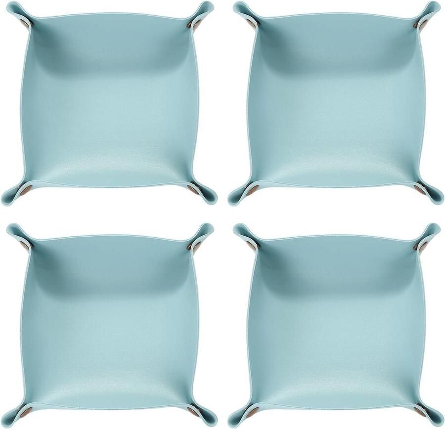 Allecto Plus Opbergvakken van PU-leer uniseks opvouwbaar draagbaar nachtkastje Lichtblauw