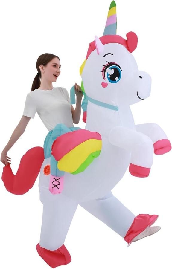 Allecto plus Opblaasbaar eenhoornkostuum voor volwassenen Halloweenkostuum 150-190 cm