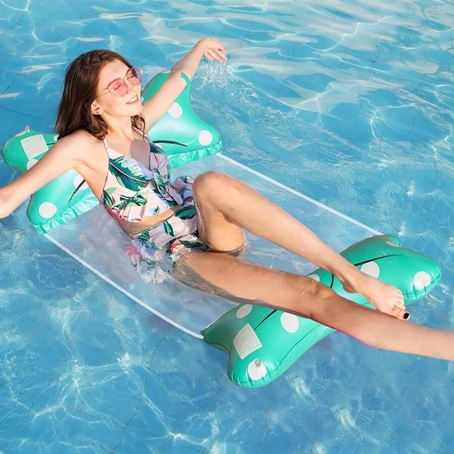 Allecto Plus Watermatras Luchtmatras Zwembadnet Zwemnoedel Opblaasbaar 4-in-1 Ligstoel voor Zwembad Geschikt voor Volwassenen en Kinderen