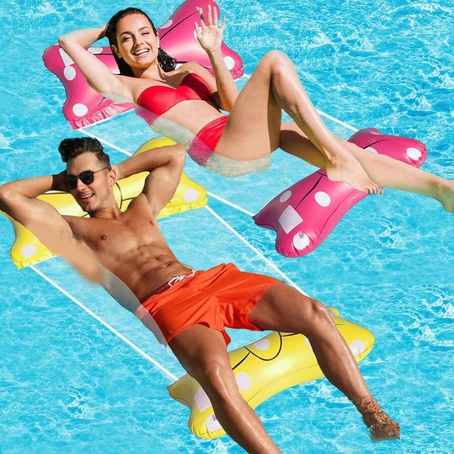 Allecto plus Opblaasbaar Zwembad met Waterhangmat 4-in-1 Loungestoel Draagbare Zwemmat voor Volwassenen en Kinderen