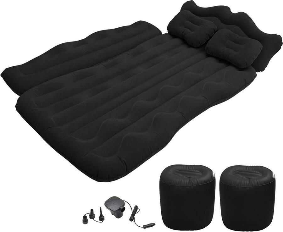 Allecto plus Opblaasbare Auto Luchtmatras voor Achterbank met Luchtpomp Draagbare Auto Reis Matras Auto Slaapmatras Zwart Universele SUV Comfortabel en Handig Ideaal voor Auto Camping 67 L 43 W
