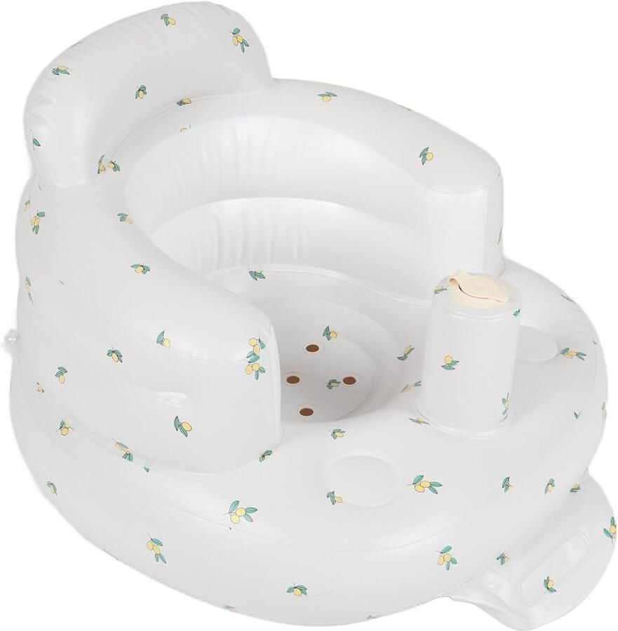 Allecto plus Opblaasbare Baby Stoel met PVC Cartoon Design en Verstelbare Ondersteuning (Olijfbladbasis) Comfortabele Zuigelingen Stoel voor Thuis Gebruik