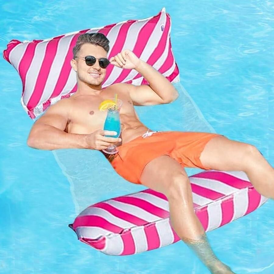 Allecto Plus Opblaasbare waterhangmat voor zwembad loungen 4-in-1 loungestoel luchtmatras voor volwassenen en kinderen