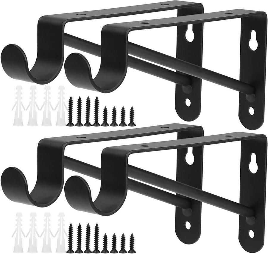 Allecto plus Ophangende Plankdragers 4-Pack voor Zware Muurbevestigde Planken met Schroeven